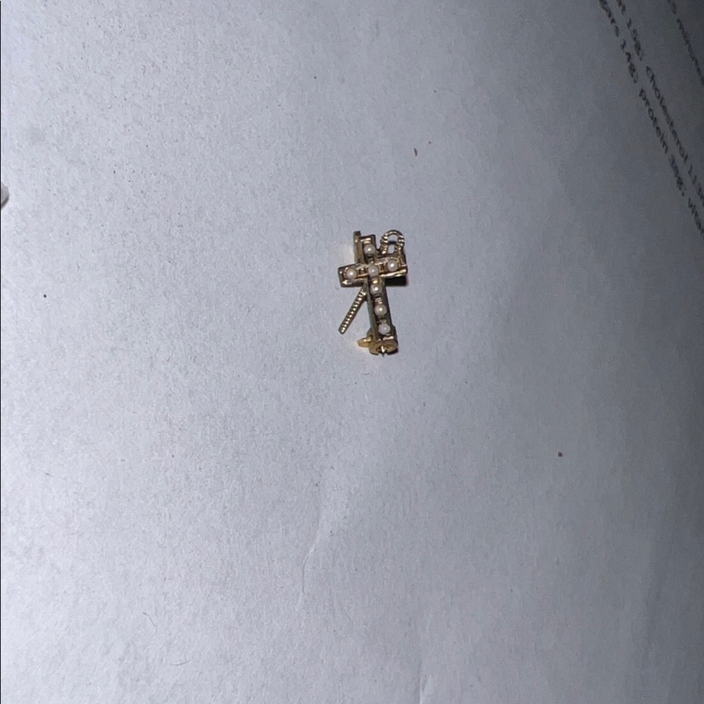 Gold-Tone Cross Pendant with Rhinestones